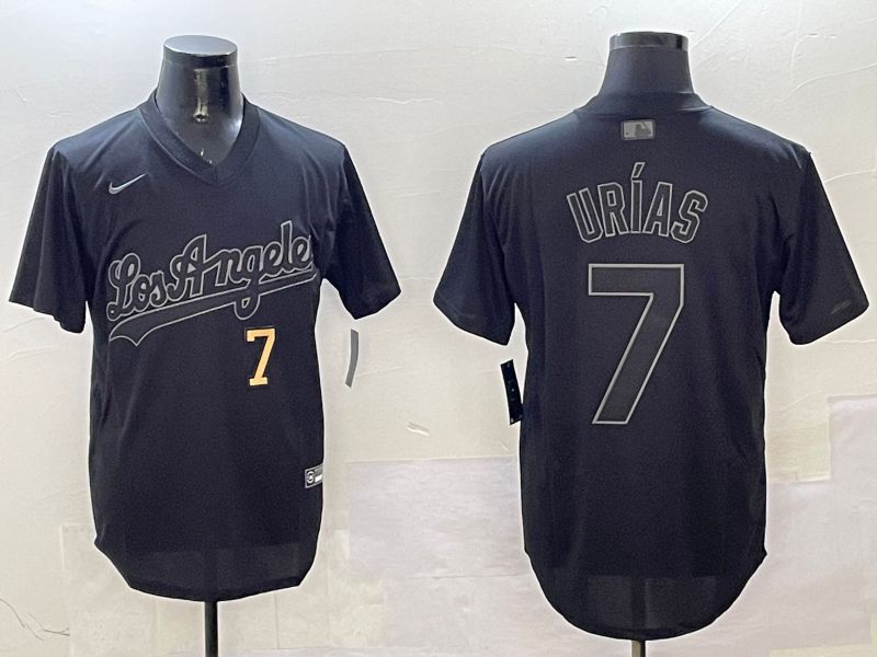 Men Los Angeles Dodgers #7 Urias Black Fashion Game 2025 Nike MLB Jersey style 3189